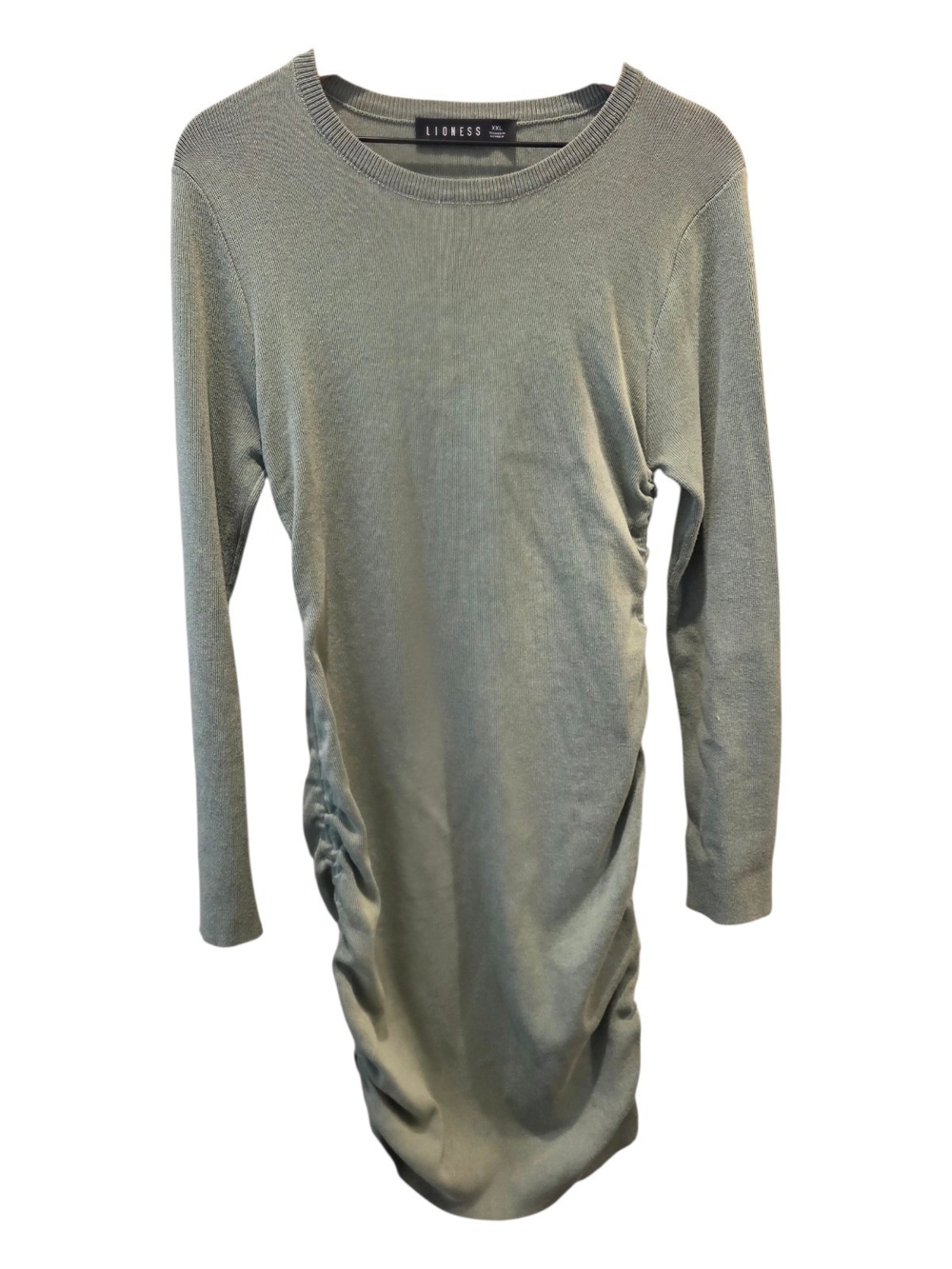 Lioness Sage Green Long Sleeve Ruched Bodycon Dress